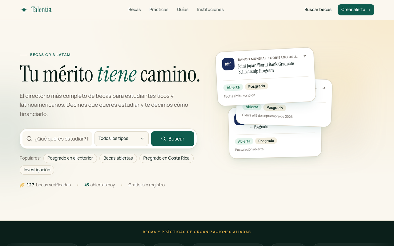 Talentia — Directorio de becas