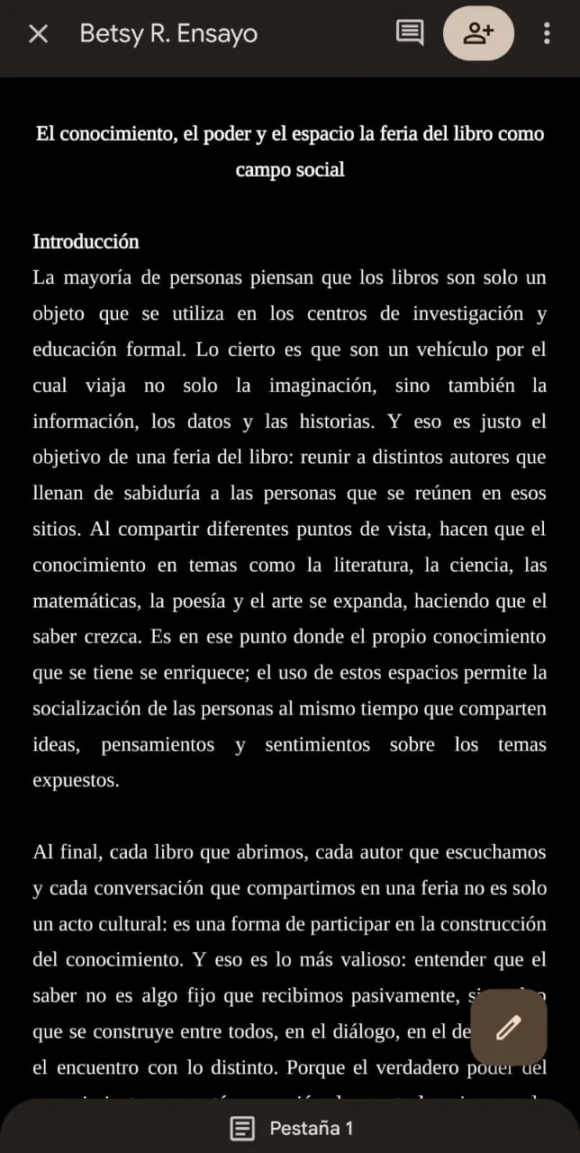 Ensayo corto sobre la feria del libro y la importancia del conocimiento en la sociedad